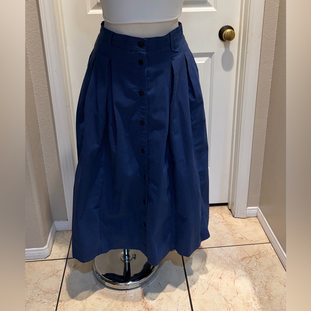 Chaus Navy Button-Front A-Line Skirt - Picture 1 of 7